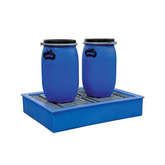"Bac de rétention polyéthylène, rétention de 100 litres, avec caillebotis polyét