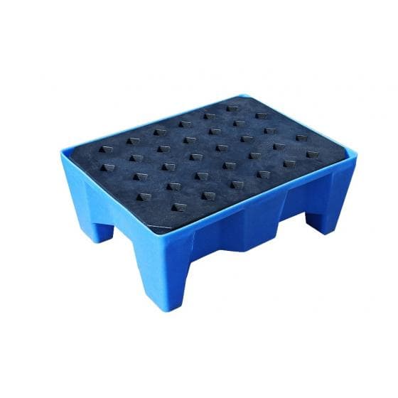 Petit bac PE sur pieds manutentionable par transpalette. Avec caillebotis PE amo