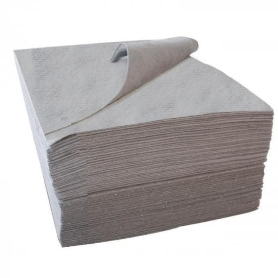 Feuilles d’essuyage 32 x 32 cm en polypropylène. Absorbant avec voile de renfort