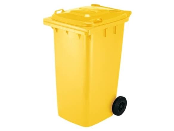 Conteneur PEHD mobile (2 roues) avec couvercle. Capacité : 240 L, charge maxi :