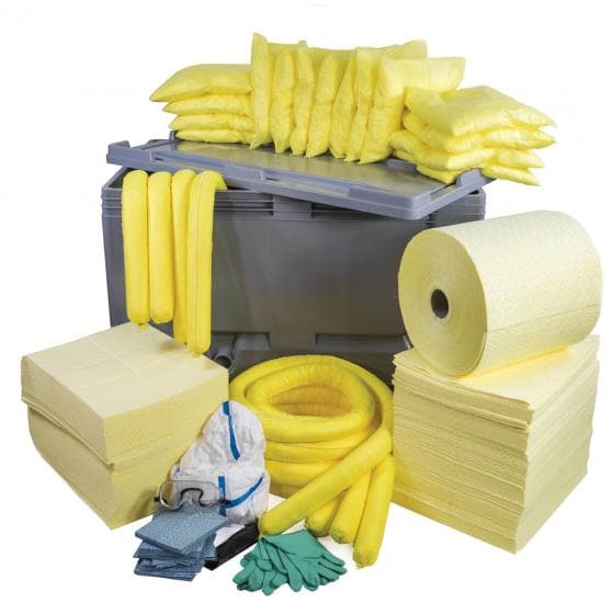 Kit d'intervention pour produits chimiques et tous liquides, capacité d'absorpti
