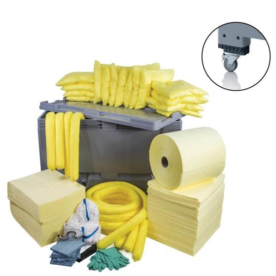 Kit d'intervention pour produits chimiques et tous liquides, capacité d'absorpti