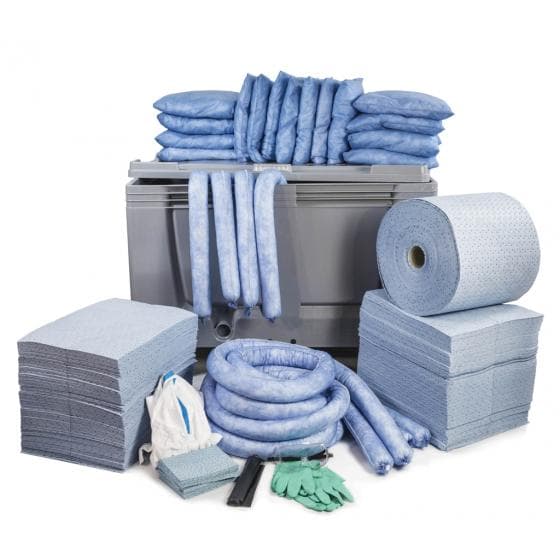 Kit d'intervention pour hydrocarbures, capacité d'absorption 600 litres. Contena