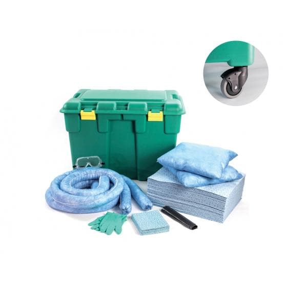 Kit d'intervention pour hydrocarbures, capacité d'absorption 150 litres.