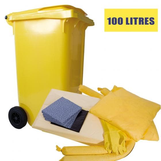 Kit d'intervention pour produits chimiques et tous liquides, capacité d'absorpti