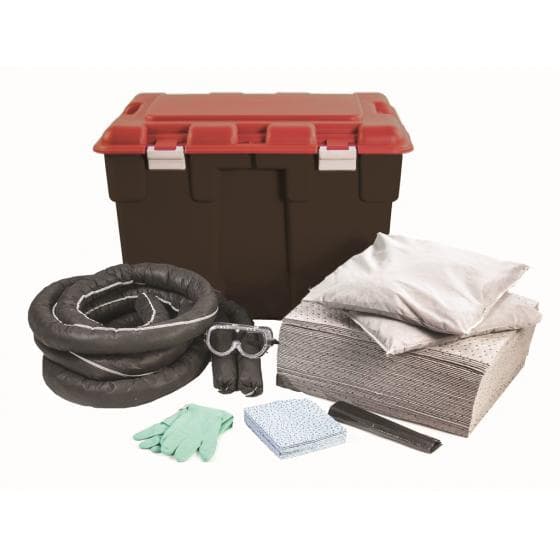 Kit d'intervention pour tous liquides, capacité d'absorption 100 litres. Contena