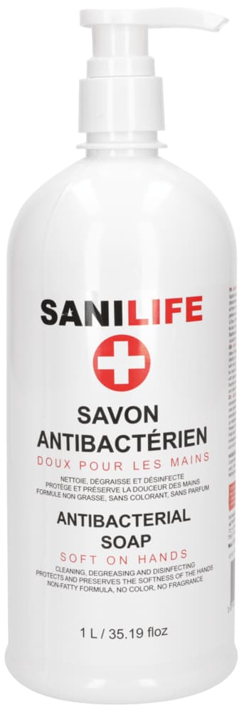 Savon liquide antibactérien en flacon pompe de 1L