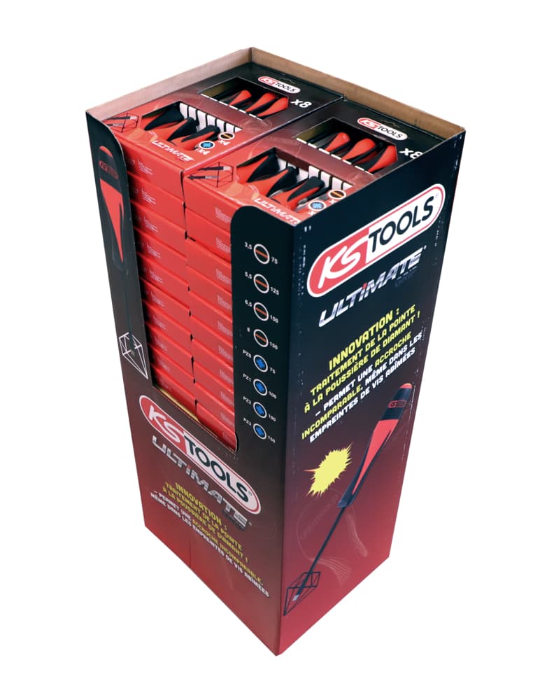 Display de 20 jeux de 8 tournevis ULTIMATEgrip. Fente - PZ