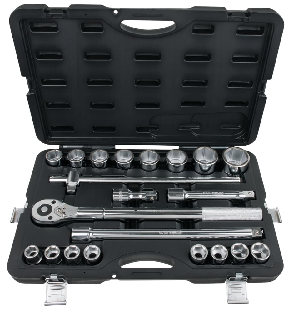 Coffret de douilles 6 pans en pouces et accessoires 3-4''. 21 pièces