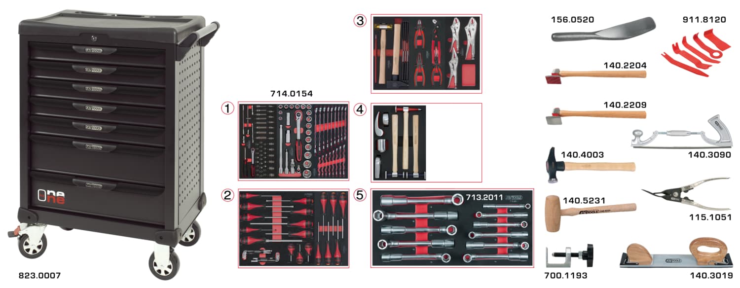 Servante One by One 7 tiroirs spéciale carrosserie. 177 pcs