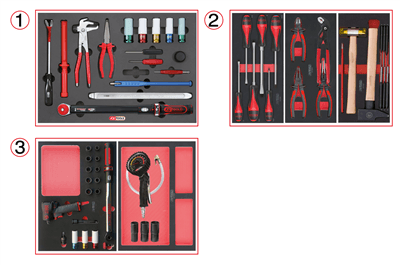 Composition d'outils spéciale roue pour servante. 60 pièces