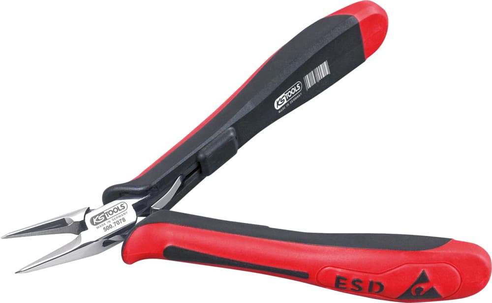 Pince ESD à becs demi-ronds lisses. 130 mm