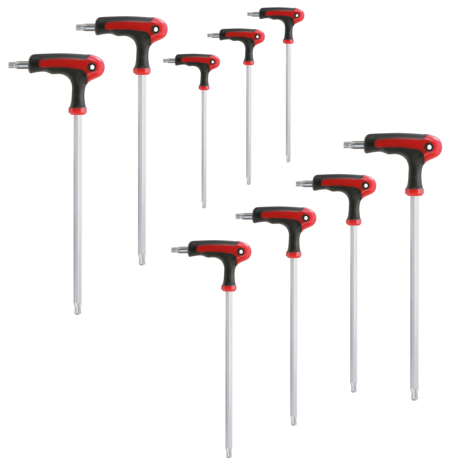 Jeu de clés mâle TORX tête sphérique à poignée en T, 9 pcs