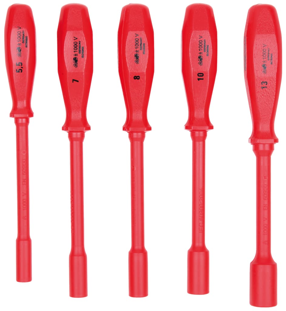 Jeu de tournevis à douilles isolés, 5 pcs