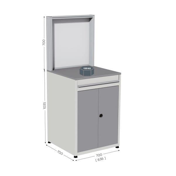 QUALIPOST 700 l 700 x P 700 x H 1735 mm avec fond arrière ouvert avec 1 rail alu