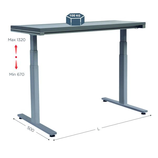 QUALIPOST 620B ERGO électrique l 1200 x P 500 x H 660 - 1310 mm avec plateau str