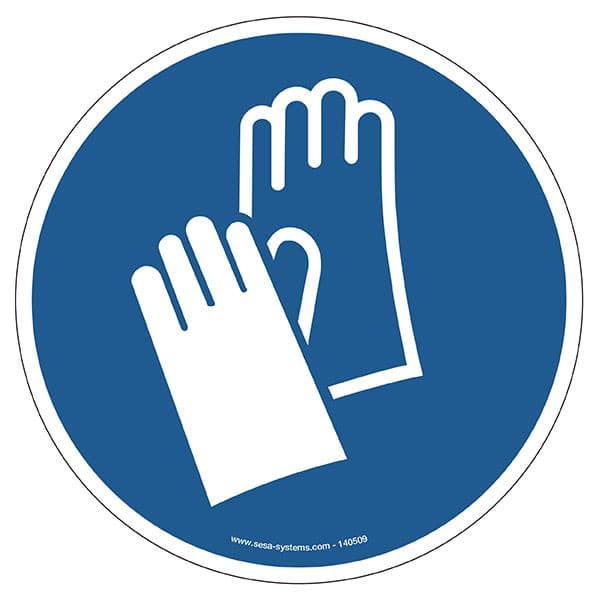 Lot de 2 pictogrammes adhésif au sol MEDIUM Gants Ø 200 mm