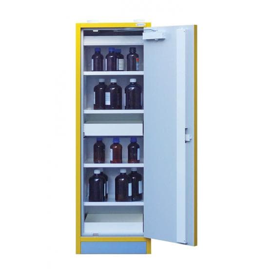 Armoire de sécurité grise et jaune pour produits inflammables, coupe-feu 30 minu
