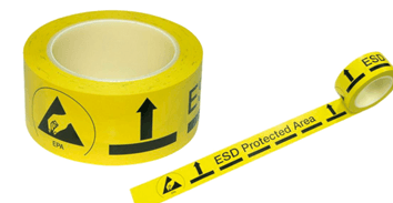 "5cm DuraStripe In-Line Printing Yellow ESD, Type B: Yellow: ""ESD"""