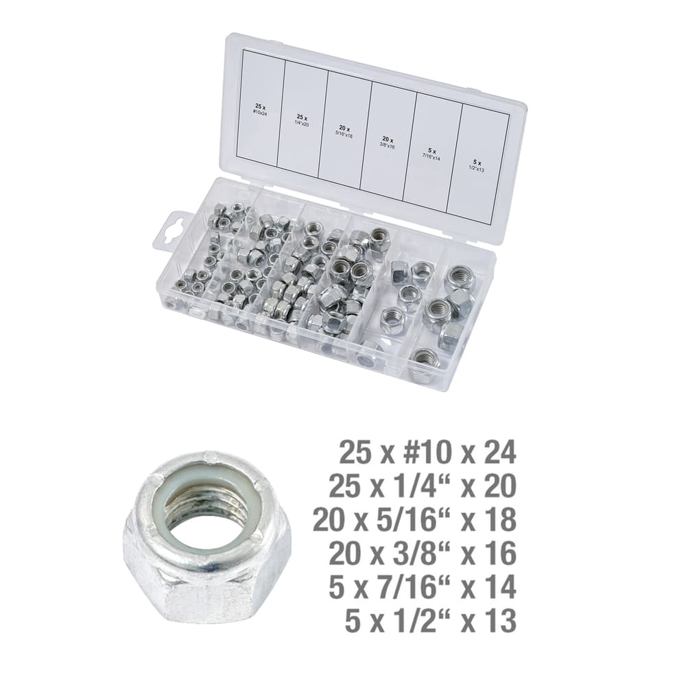 Assortiment d'écrous autoblocants UNC. 100 pcs