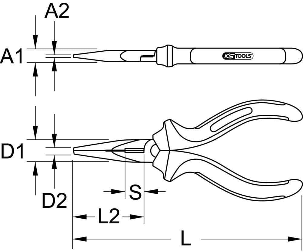 Pince à becs demi-ronds TITANplus 7''. 170mm