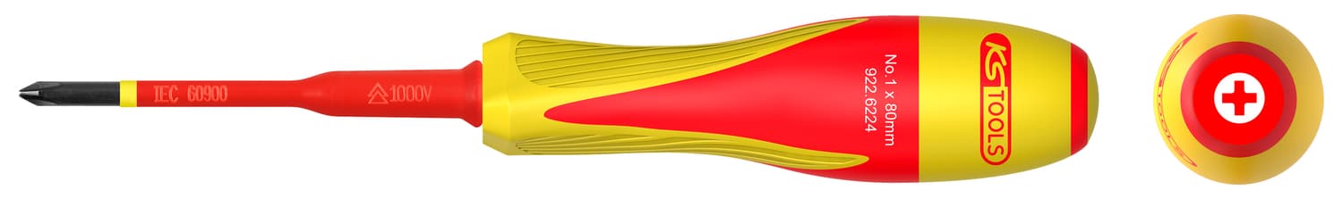Tournevis PHILLIPS® bi-matière isolé 1000V. PH1 pour borniers électriques