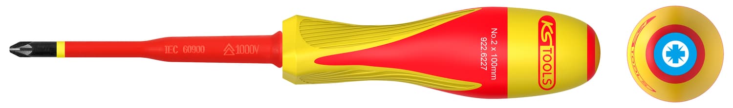 Tournevis POZIDRIV® bi-matière isolé 1000V. PZ2 pour borniers électriques