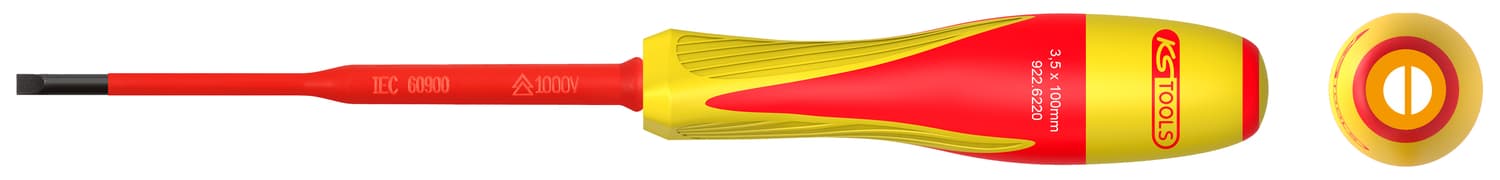 Tournevis fente bi-matière isolé 1000V - 3.5 x 100mm pour borniers électriques