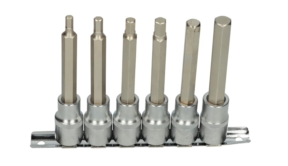 Rail de 6 douilles tournevis 6 pans. L.110 mm - 1-2'' - 5 à 12 mm