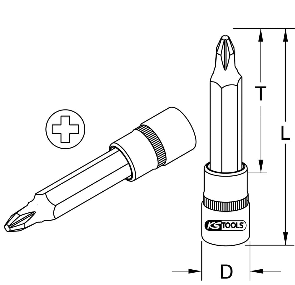 Douille tournevis ULTIMATE PHILLIPS® 1-2''. L.110 mm - PH2