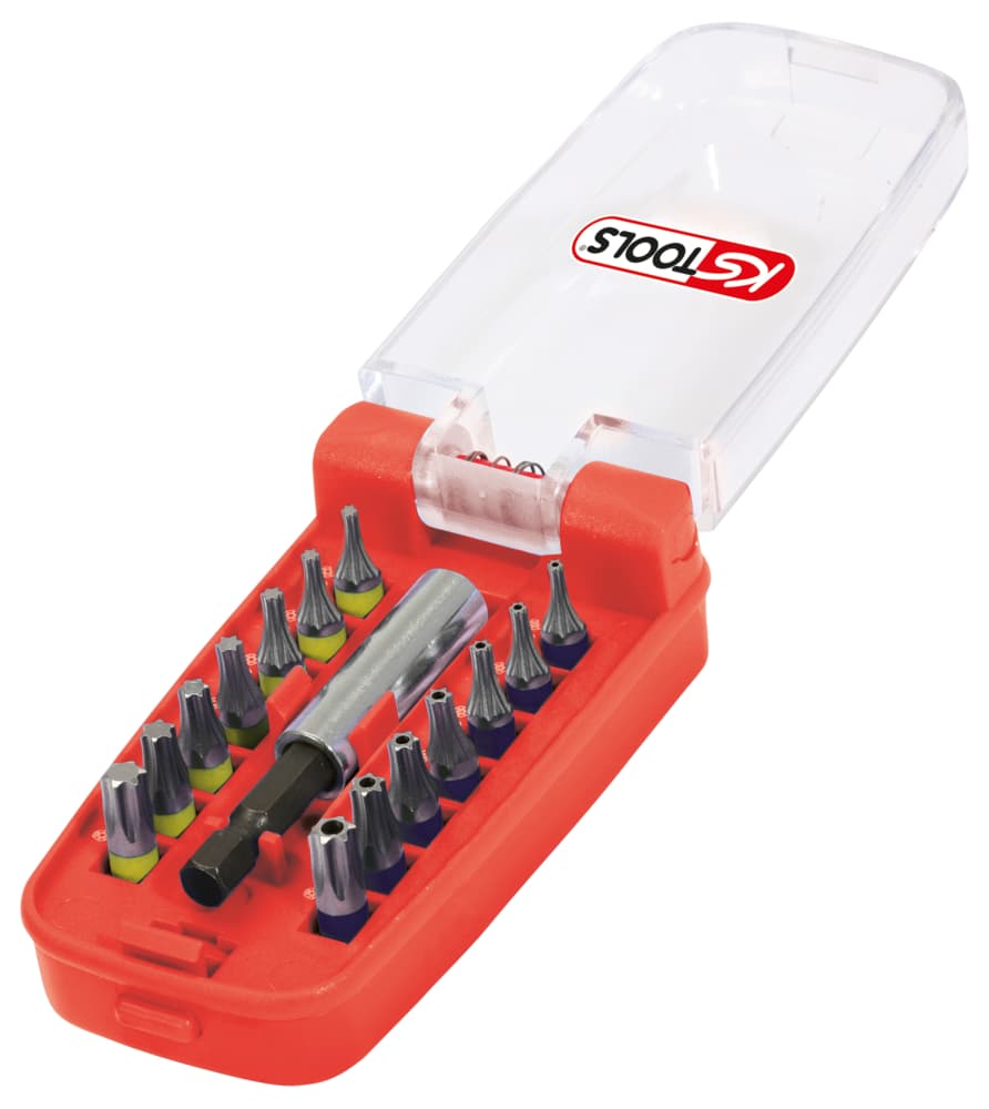 Jeu d'embouts de vissage TORX - TORX percé à code couleur TORSIONplus. 15 pcs