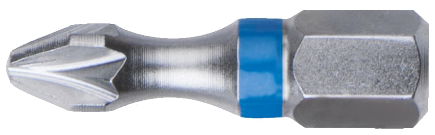 Boite de 5 embouts à code couleur TORSIONpower®. L. 25 mm -1-4''- POZIDRIV®. PZ3