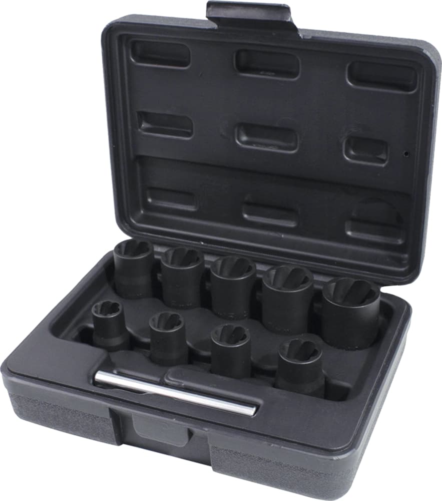 Coffret de douilles à chocs pour écrous abimés 3-8''. 10 à 19 mm. 10 pcs