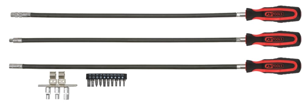 Jeu de 3 tournevis flexibles ERGOTORQUE® L.500 mm. et accessoires. 16 piècs