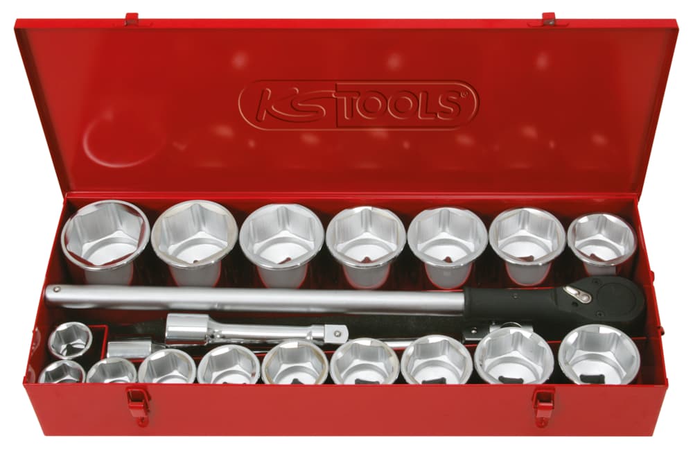 Coffret de douilles et accessoires 1''. 22 pièces