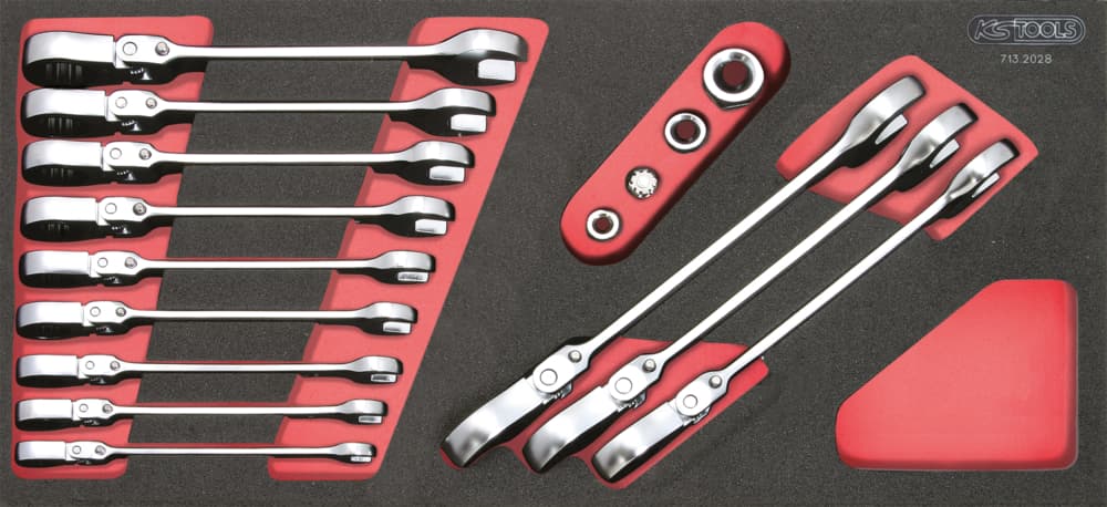 Module de clés mixtes à cliquet inclinable GEARplus® avec adaptateurs. 16 pcs