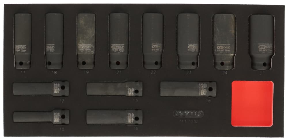 Module de douilles longues à chocs 1-2'' 12 pans. 13 pièces