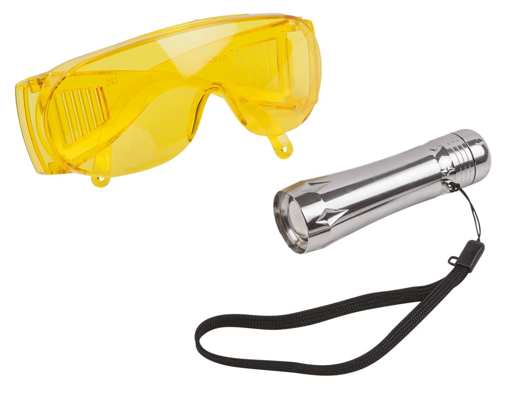 Coffret lampe de poche UV de détections de fuites et lunettes de protection