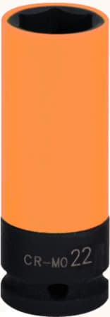 Douille à chocs longue 6 pans pour jantes aluminium - orange - 22 mm