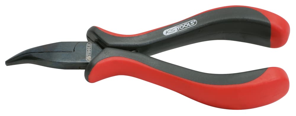 Pince électronique à bec demi-rond coudé à 45°. 130 mm