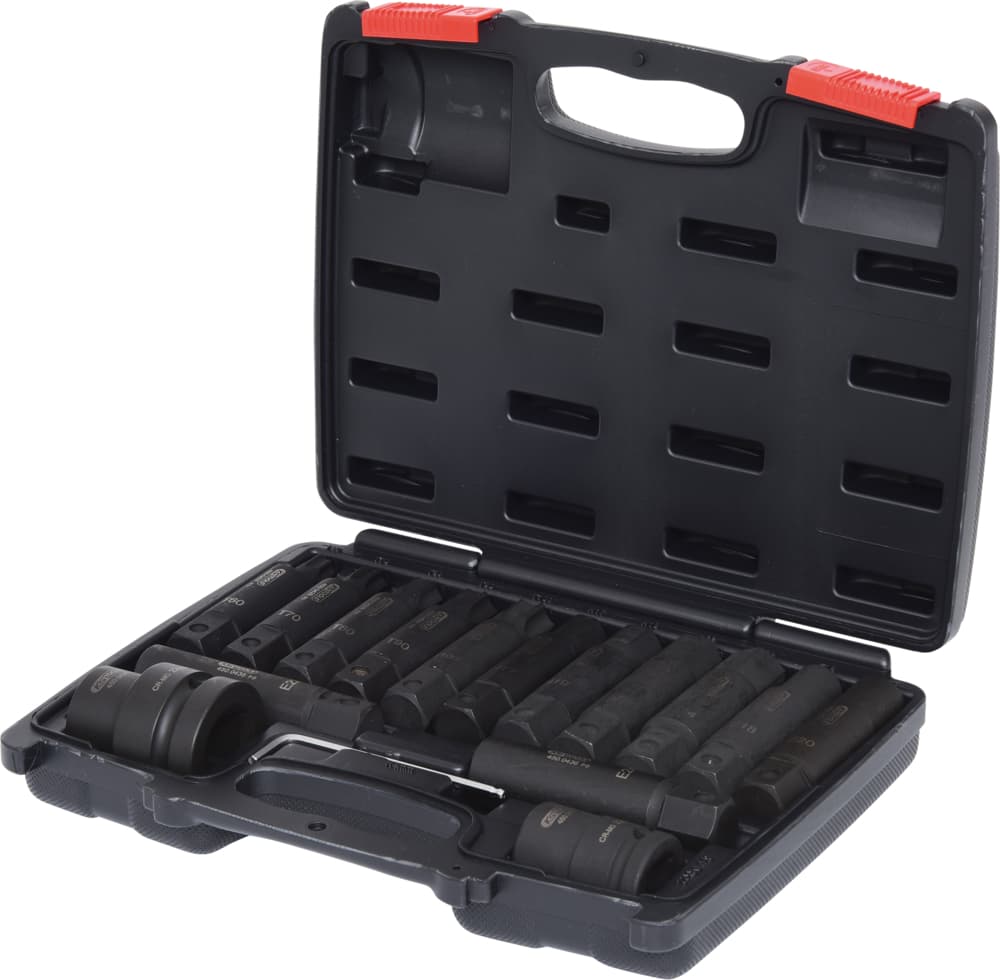 Coffret de douilles et embouts longs à chocs. 3-4'' - 1''. 16 pièces