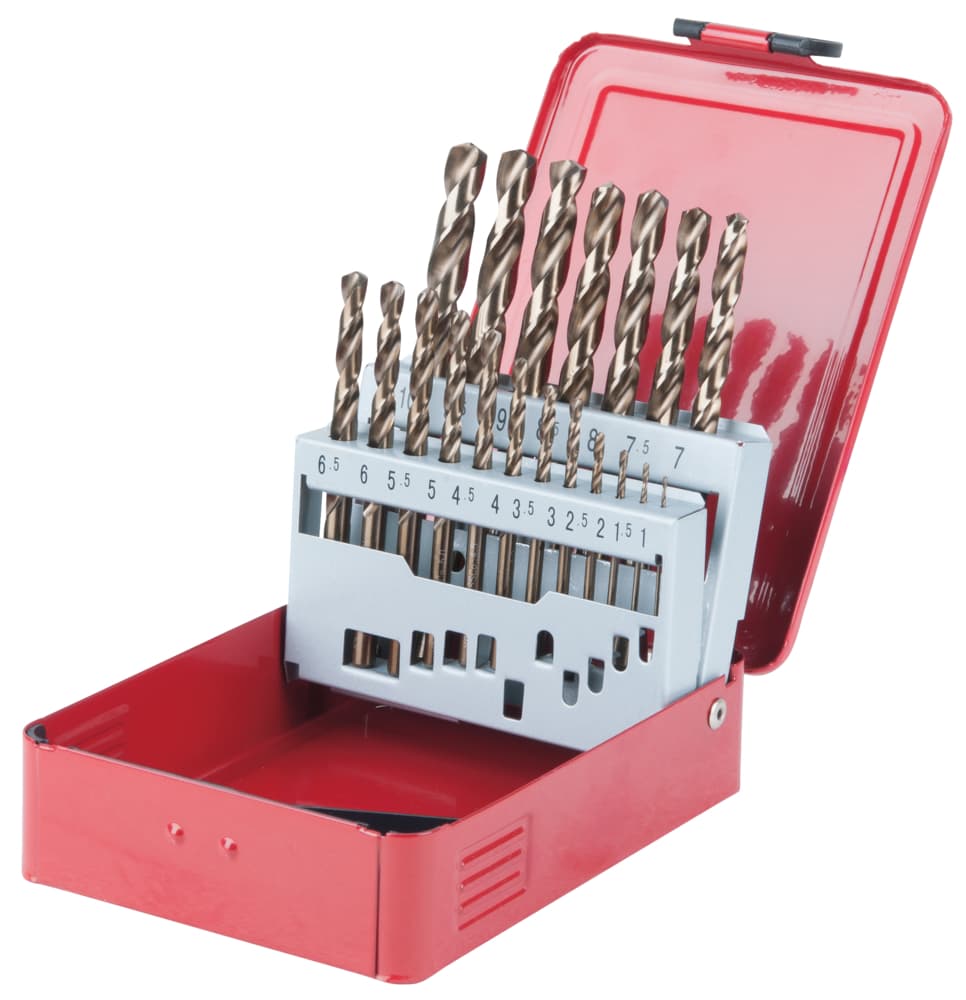 Coffret de 19 forets HSS-CO au cobalt, DIM 1,0-10,0 mm