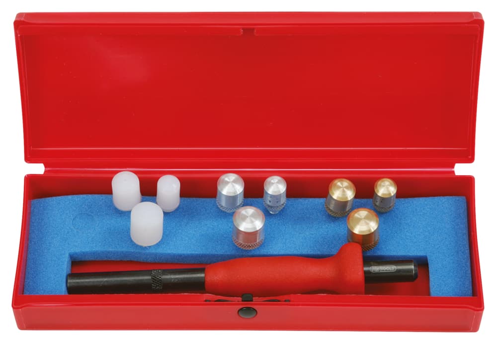 Coffret de jets sans rebons à poignée grip, avec 9 embouts 10, 12 et 14 mm