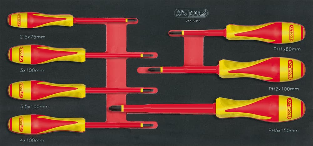 Module de tournevis isolés 1000V ULTIMATE Fente - PHILLIPS®. 7 pièces