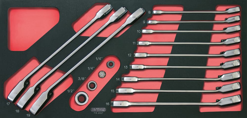 Module de clés mixtes à cliquet réversible GEARplus® avec adaptateurs. 16 pièces