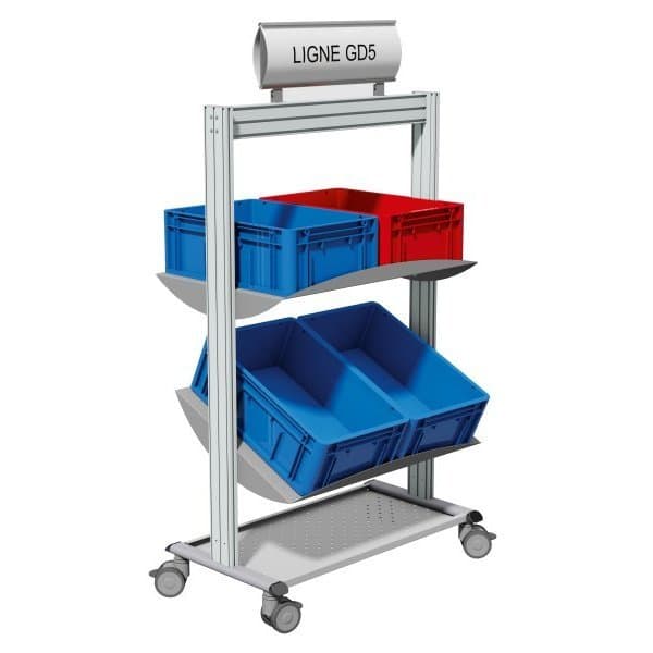 LEANPOST 900B porte bacs l 1000 x P 560 x H 1600 mm de 3 niveaux sur roulettes