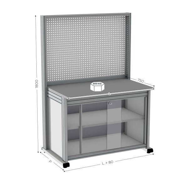 MAINTPOST 6000C l 2000 x P 750 x H 1800 mm avec plateau revêtement caoutchouc et