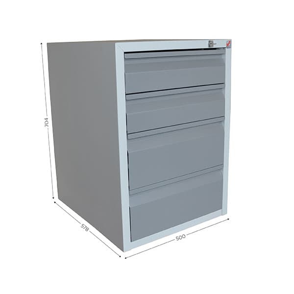Caisson avec 4 tiroirs à serrure l 500 x P 578 x H 704 mm pour QUALIPOST 3000