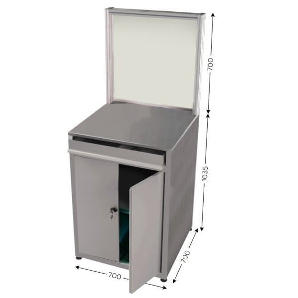 QUALIPOST 750 INOX l 700 x P 700 x H 1735 mm avec fond tôle blanche vernie et ra