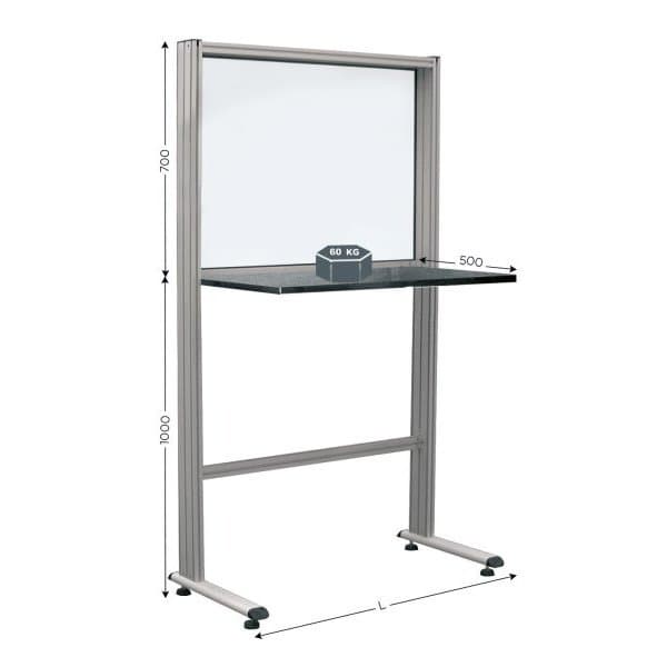 QUALIPOST 650A INOX l 1264 x P 500 x H 1700 mm avec plateau en INOX